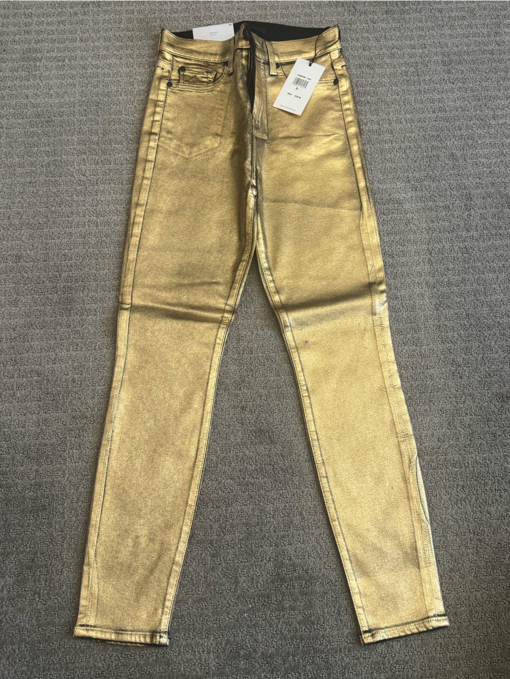 7 For All Mankind Metallic Gold Skinny Pants
